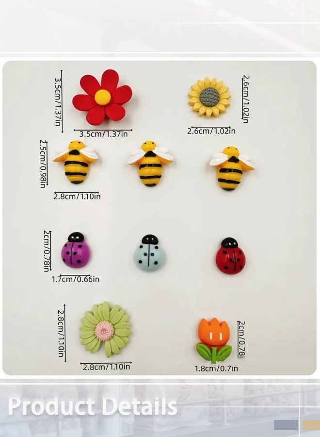 Maya 10pcs Cartoon Flower Refrigerator Magnets - Adorable Decorative Fridge Magnets with Strong Adhesive - Perfect for Kitchen, Office, Whiteboard, Locker, Cabinet, Dishwasher, and Home Decoration, Great Mother's Day Gift Idea - Image 3