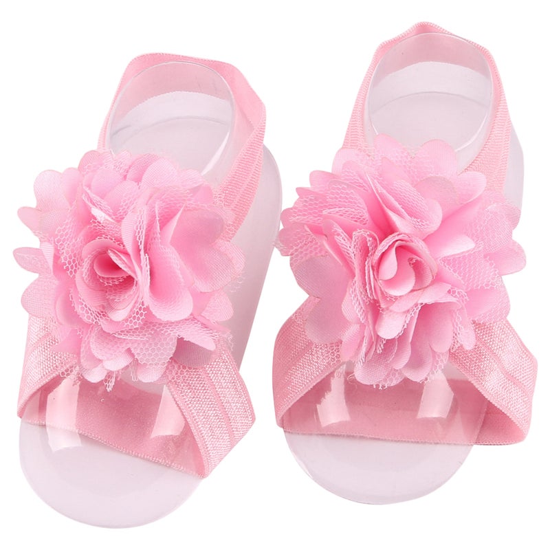 PCS Colorful Foot Bands Beautiful Baby Infant Girls Flower Foot Ties Barefoot Sandals Shoes Photo Props (Random Color) - Image 3
