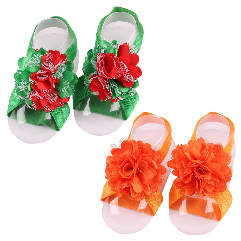 PCS Colorful Foot Bands Beautiful Baby Infant Girls Flower Foot Ties Barefoot Sandals Shoes Photo Props (Random Color) - Image 1