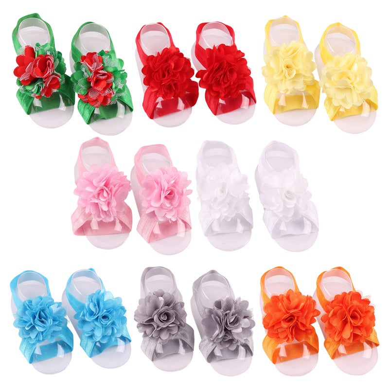 PCS Colorful Foot Bands Beautiful Baby Infant Girls Flower Foot Ties Barefoot Sandals Shoes Photo Props (Random Color) - Image 2