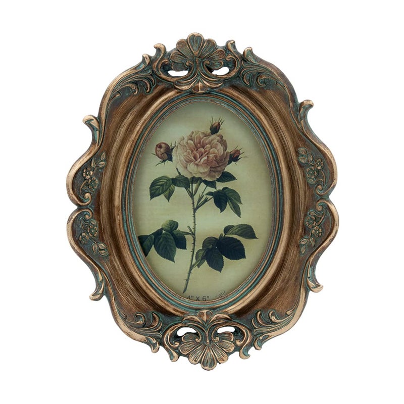 CISOO Vintage 4x6 Oval Picture Frame Antique Photo Frame Table Top Display and Wall Hanging Retro Home Decor Ornate Photo Gallery Art Bronze Gold