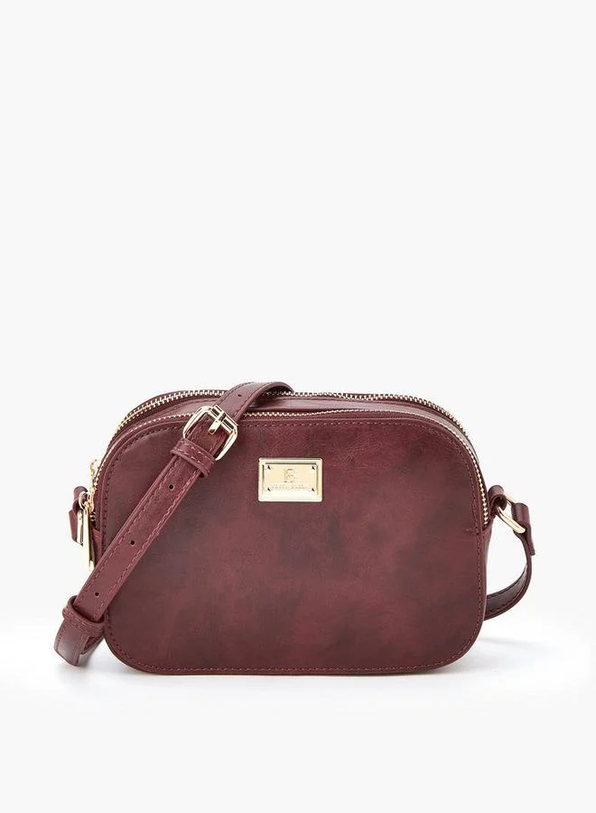 Flora Bella By Shoexpress Solid Crossbody Bag with Adjustable Strap and Zip Closure