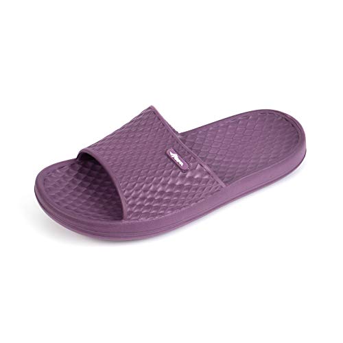 FUNKYMONKEY Women's Shower Slides - Non Slip Quick Drying Sandals for Women – Lightweight Pool Beach Bathroom Slippers Indoor Outdoor(7 M US, Dk Purple) - Image 1