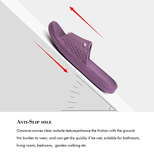 FUNKYMONKEY Women's Shower Slides - Non Slip Quick Drying Sandals for Women – Lightweight Pool Beach Bathroom Slippers Indoor Outdoor(7 M US, Dk Purple) - Image 3