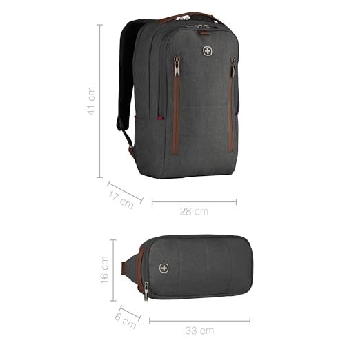 Wenger CITYUPGRADE 16 Inch Laptop Backpack with Satchel, Tablet Pocket in Grey (15 Litre)-blend of style & function, Swiss designed, 606489 - Image 3