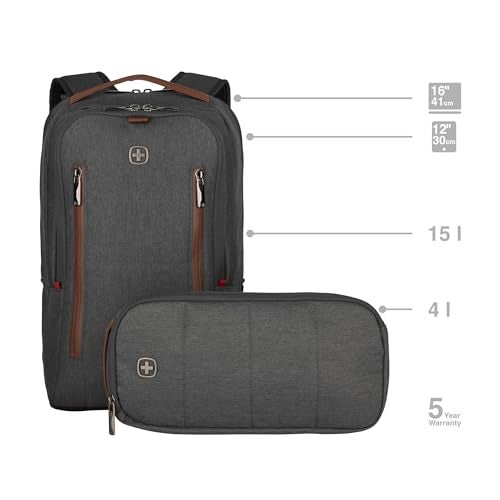 Wenger CITYUPGRADE 16 Inch Laptop Backpack with Satchel, Tablet Pocket in Grey (15 Litre)-blend of style & function, Swiss designed, 606489 - Image 5