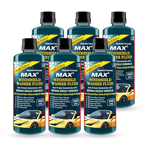MAX Windshield Washer Fluid Concentrate 500 ML (Pack of 6) - Anti-freeze Formula for Crystal Clear Vision and Safe Driving - Image 1