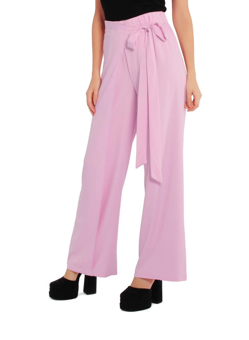 London Rag Belted Tie Wide Leg Pants in Pink - Image 5