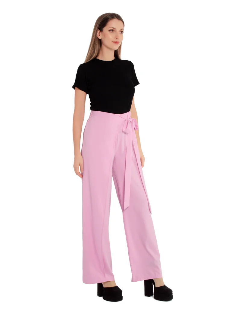 London Rag Belted Tie Wide Leg Pants in Pink