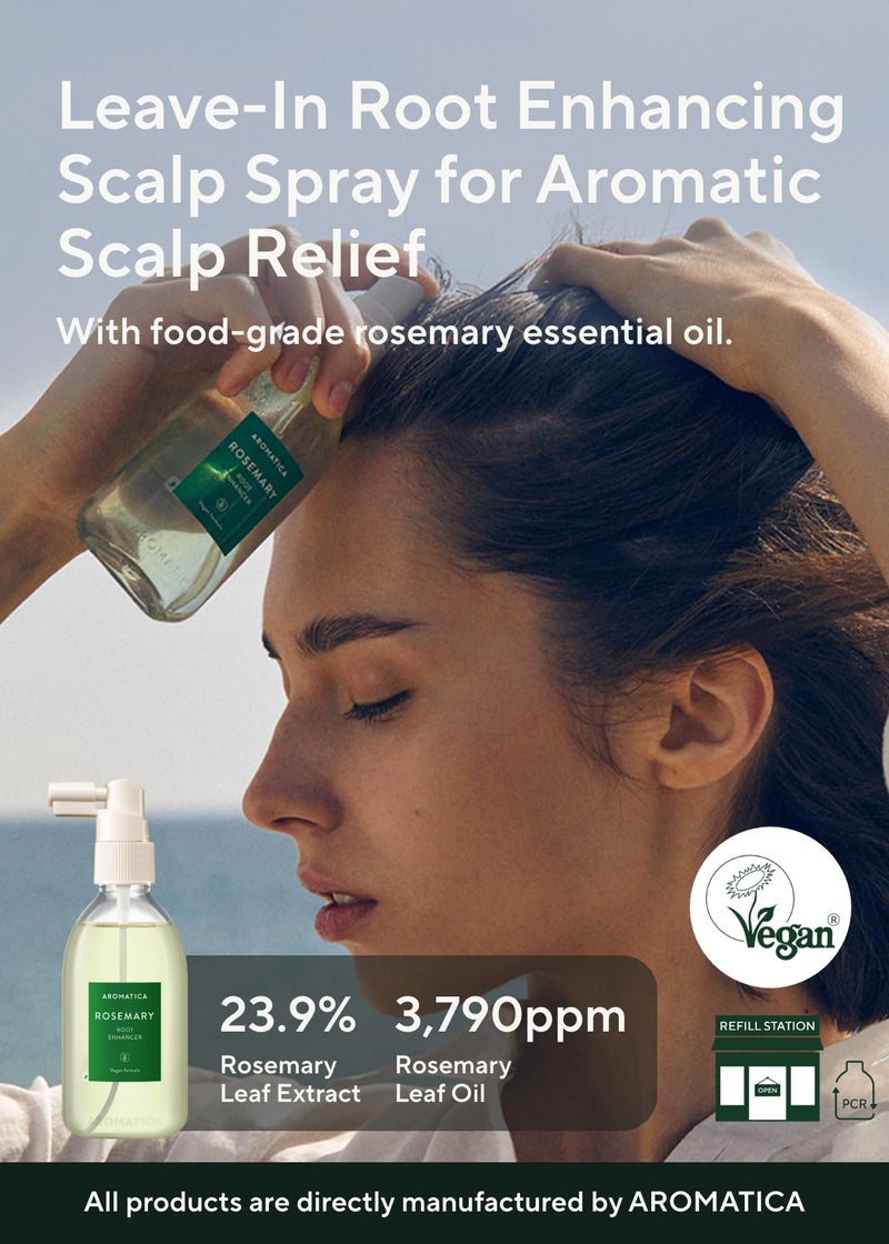 AROMATICA معزز الجذور (عبوتان) رذاذ ماء إكليل الجبل لنمو الشعر - زيت العناية بالشعر الكوري لتنظيف فروة الرأس - علاج لفروة الرأس المتقشرة والحكة والجافة - خالي من الكبريتات والسيليكون والبارابين (3.38 أونصة)  - Image 2