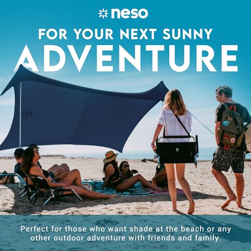 Neso Gigante Portable Beach Tent Sun Shelter - Lightweight Beach Shade Canopy - Easy Setup for Family Outings - Patented Reinforced Corners - UPF 50+ Sun Protection - 8ft Tall, 11 x 11ft - Navy - Image 2
