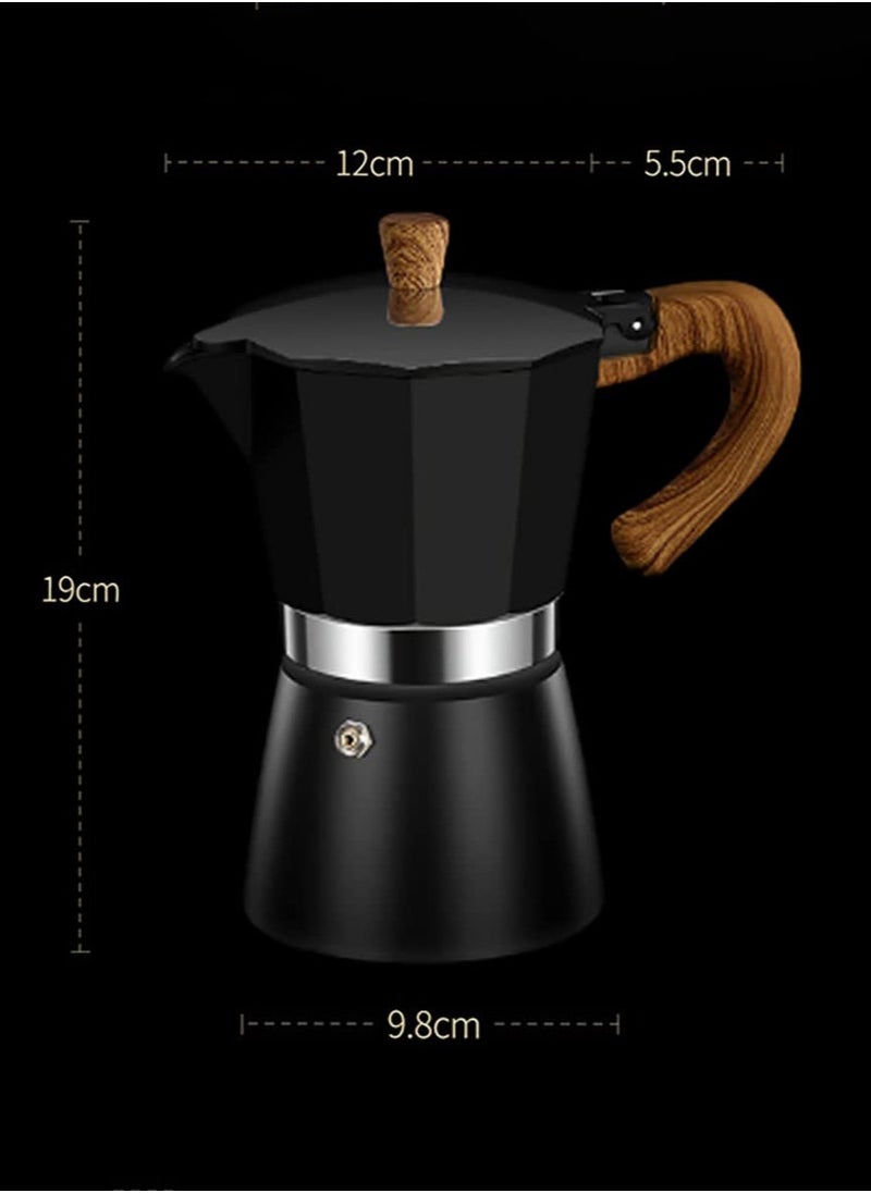 Bolivia's Aluminum Moka Pot, Coffee Maker Percolator, Italian Style Coffee Maker, Suitable Outdoor Camping, Hand Brew, Black, 300ml, 6 Cups  - Image 5