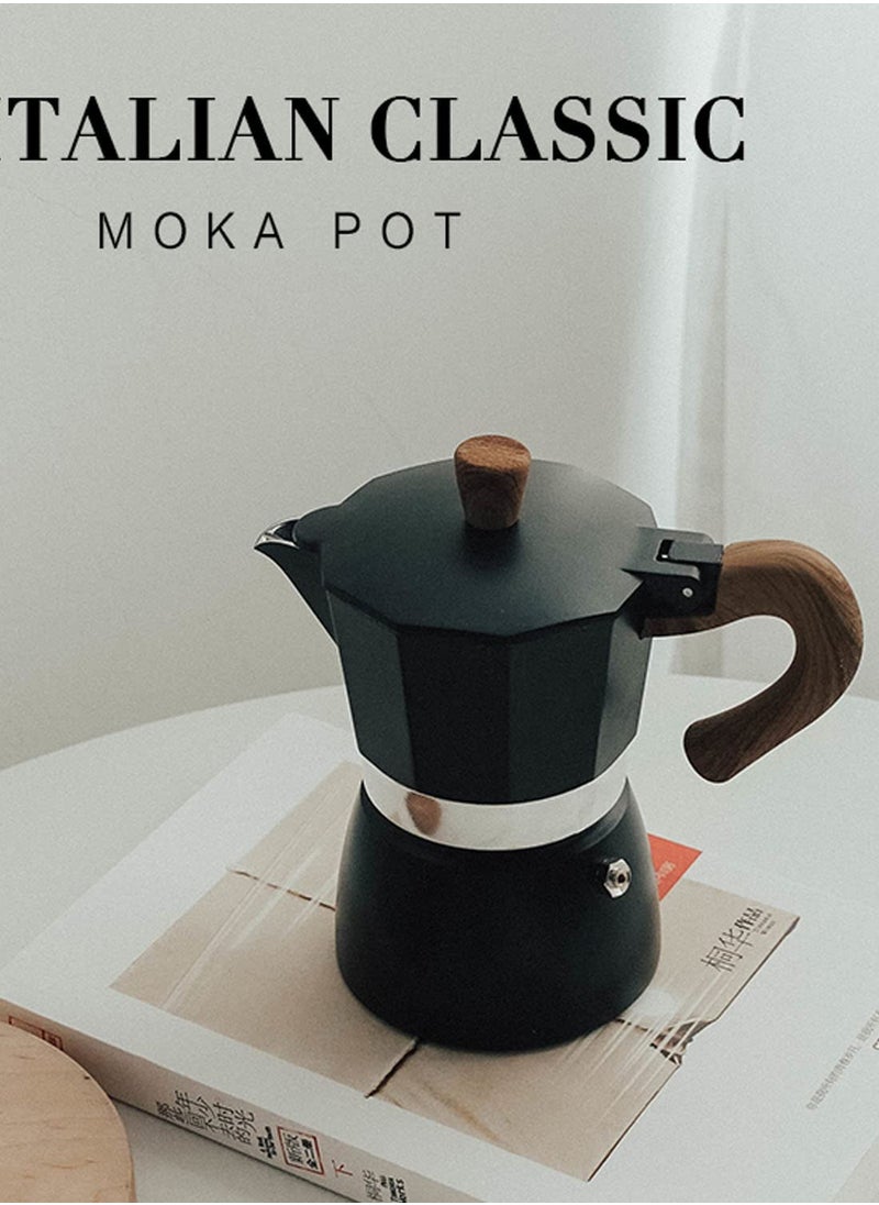 Bolivia's Aluminum Moka Pot, Coffee Maker Percolator, Italian Style Coffee Maker, Suitable Outdoor Camping, Hand Brew, Black, 300ml, 6 Cups  - Image 2