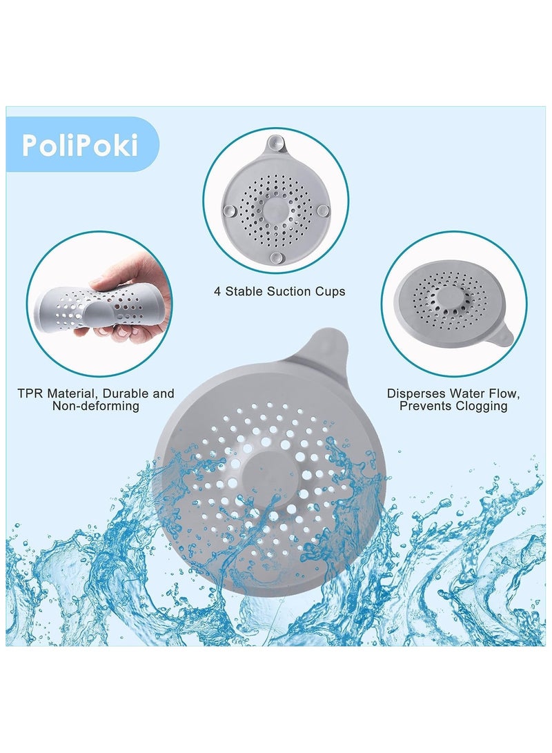 Floor Drain Cover, 4 Pack Silicone Drain Cover, Shower Drain Filter with Sucker, Easy to Install and Clean, Shower Drain Stopper for Kitchen, Laundry, Bathroom, Toilet (Grey)  - Image 3