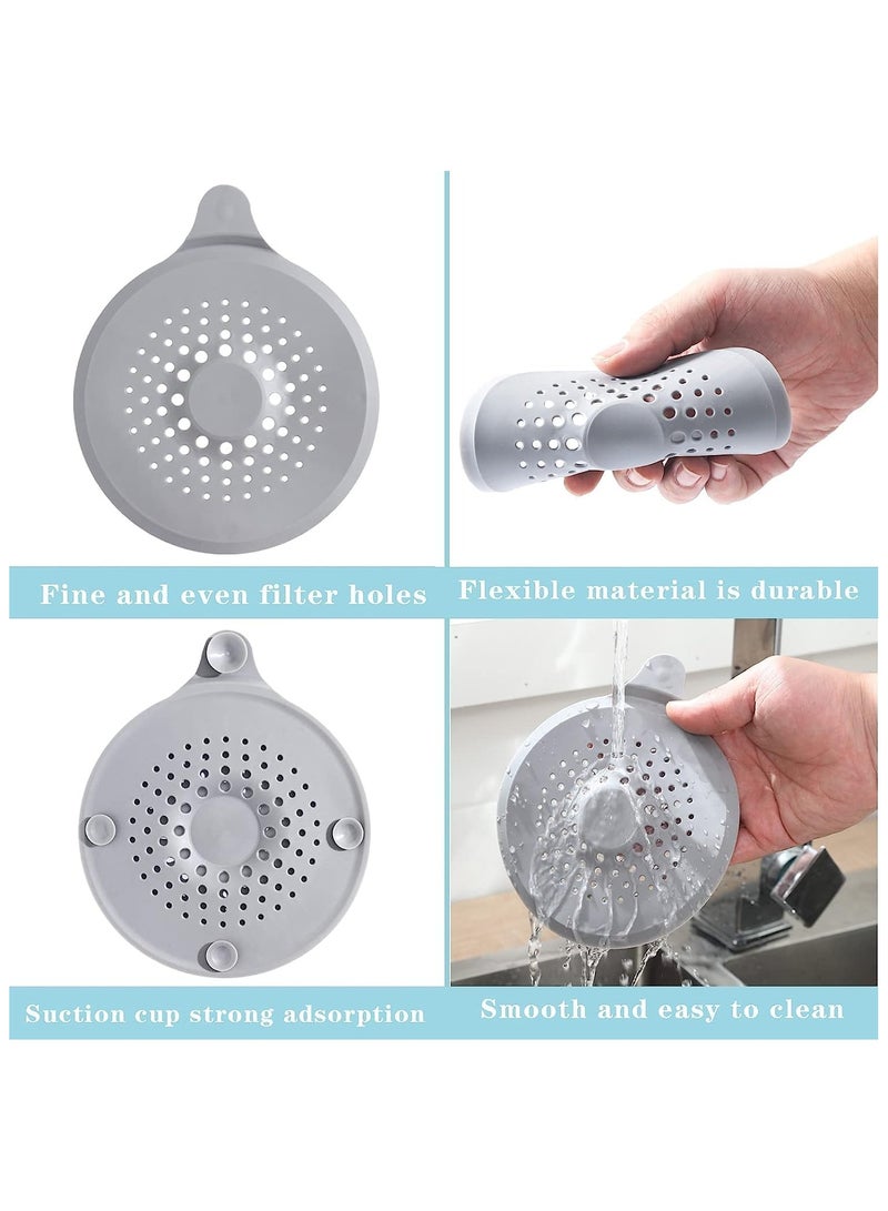 Floor Drain Cover, 4 Pack Silicone Drain Cover, Shower Drain Filter with Sucker, Easy to Install and Clean, Shower Drain Stopper for Kitchen, Laundry, Bathroom, Toilet (Grey)  - Image 5