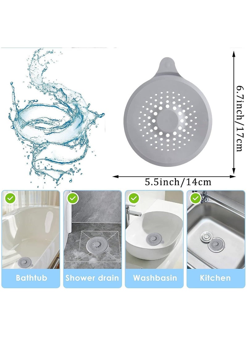 Floor Drain Cover, 4 Pack Silicone Drain Cover, Shower Drain Filter with Sucker, Easy to Install and Clean, Shower Drain Stopper for Kitchen, Laundry, Bathroom, Toilet (Grey)  - Image 2