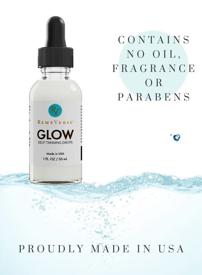 RemeVerse Glow Self-Tanning Drops with Aloe: Sunless Tanner for a Sun-Kissed Glow. Control Your Results by Adding Drops to Your Own Moisturizer, for Face & Body - Buildable Color 1FL Oz - Image 3