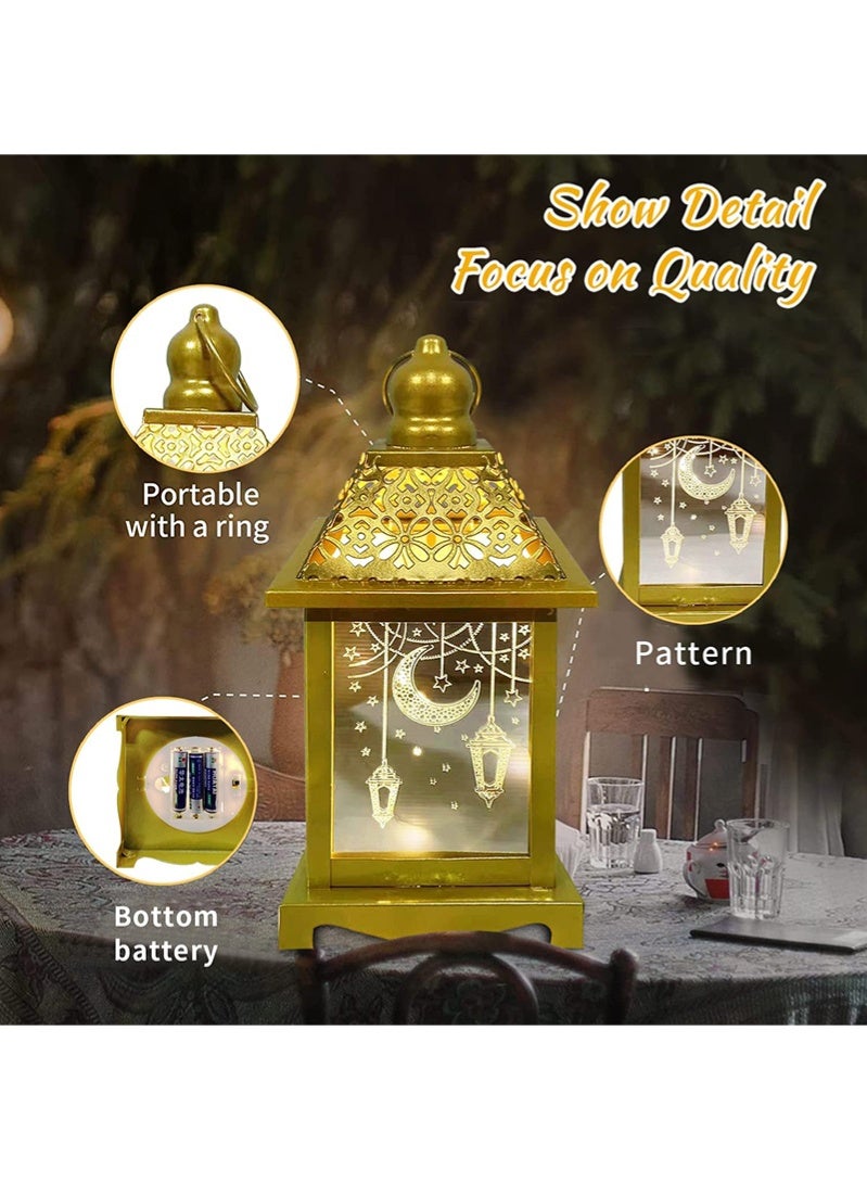 توبيتش فانوس رمضان بنقشة القمر والنجوم، شمعة LED إضاءة رمضان، زينة رمضان للمنزل - Image 3