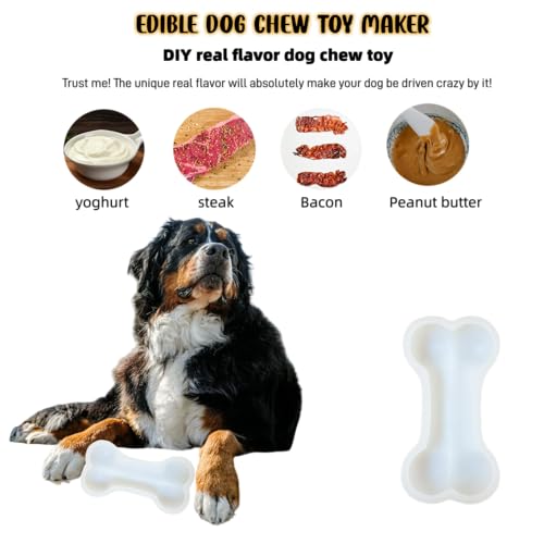 TYNUOCN Large Silicone Dog Bone Mold 2 Pack - Large Bone Shaped Ice Cube Trays, Dishwasher Safe Non-Stick Freezer & Oven Mold for Frozen Treats, Baking, Dog Chews (White) - Image 5