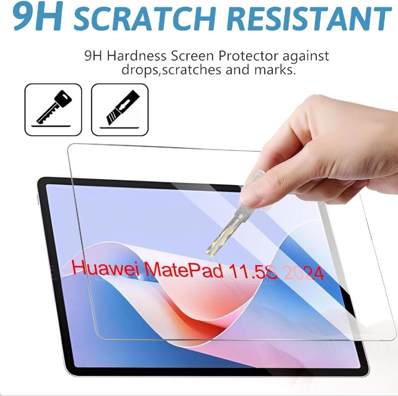 NESLIN حزمة حماية الشاشة NESLIN 2Pack متوافقة مع Huawei MatePad 11.5s 2024، فيلم زجاجي مقسى عالي الوضوح بصلابة 9H، مقاوم للخدوش والصدمات، بدون فقاعات لجهاز Huawei Matepad 11.5s 2024 - Image 3