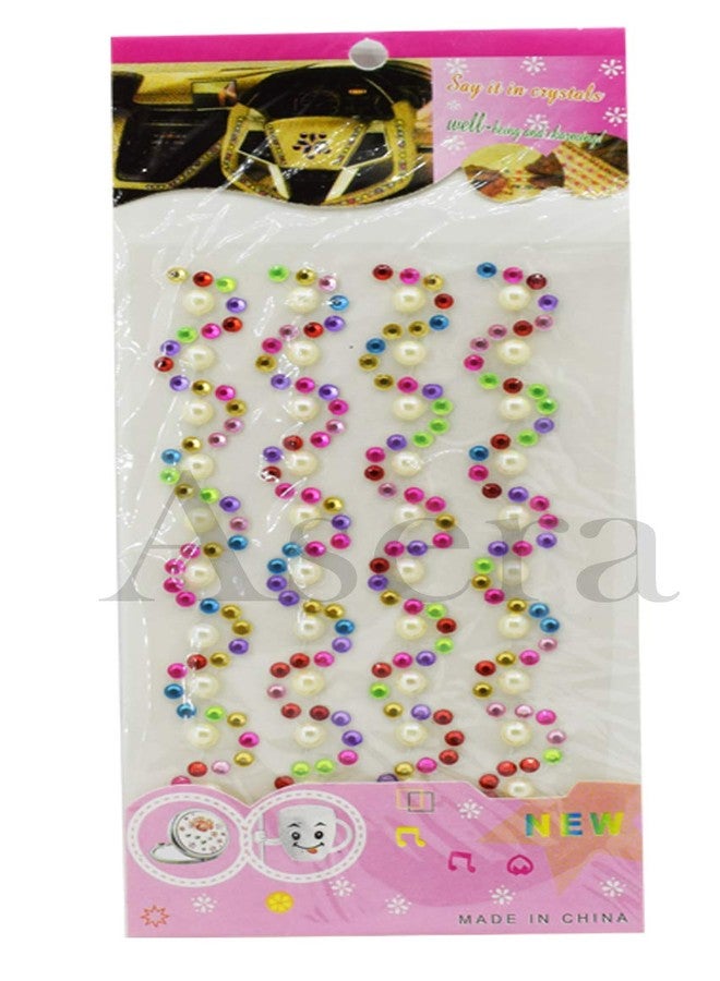 Asera Self-Adhesive Multicolor Stone Pearl Stickers for Art and Craft Activity (Set of 24) - Image 3