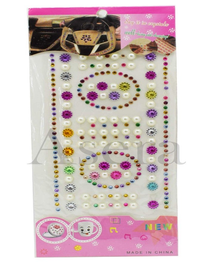 Asera Self-Adhesive Multicolor Stone Pearl Stickers for Art and Craft Activity (Set of 24) - Image 4