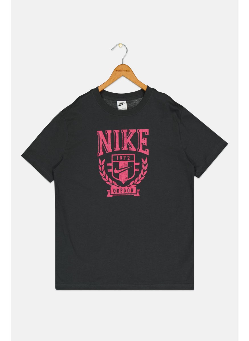Nike Kids Girl Short Sleeve Training T-Shirt, Charcoal  - Image 1