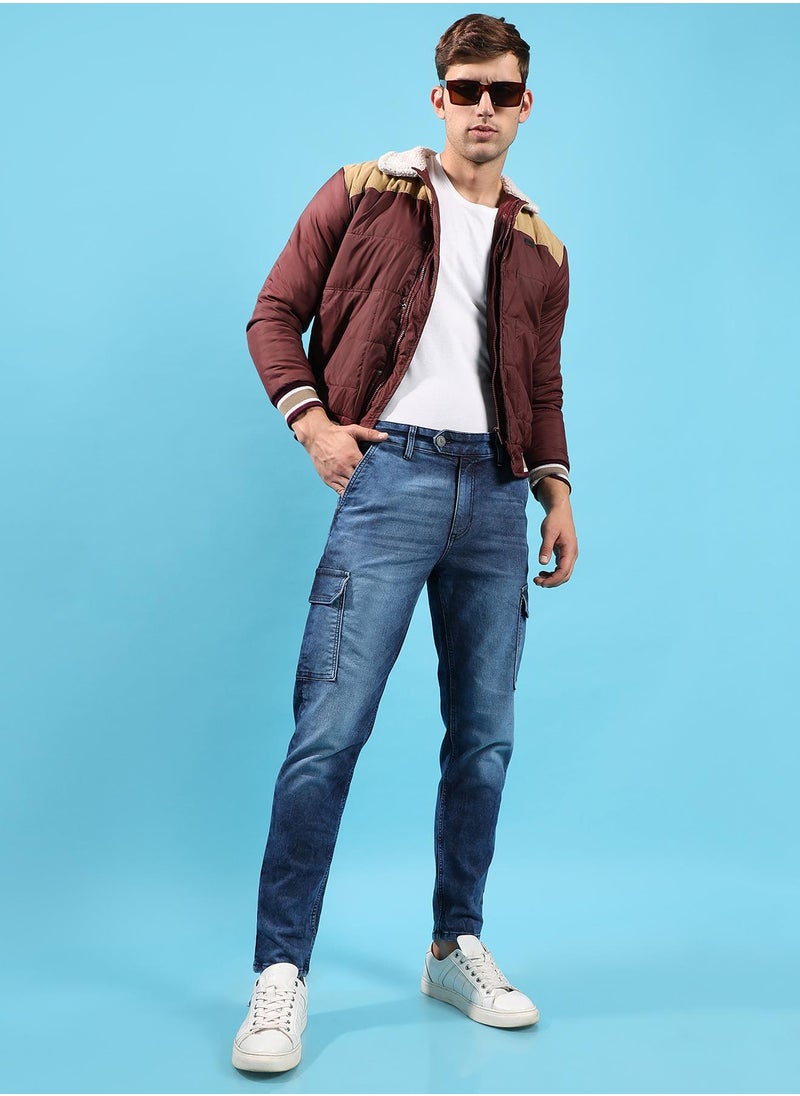 Campus Sutra - Men's Brown Puffer Jacket With Fleece Detail - Image 1