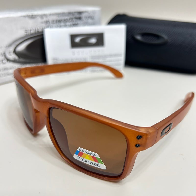 Oakley Classic Men's Sport Polarized Sunglasses Brown Frame with Tea Lenses, UV400 Protection, Driving Cycling Shades - Image 1