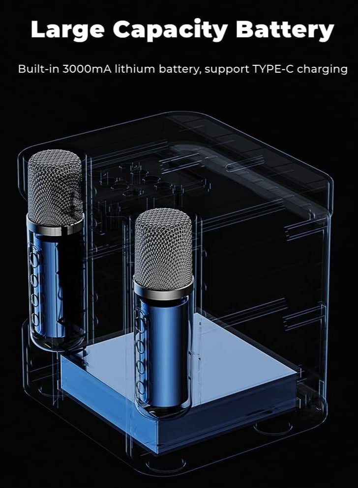 YS Portable Bluetooth Speaker, Karaoke Machine for Adults/Kids with 2 Wireless Microphones, Portable Bluetooth Karaoke Speaker PA System, Singing Machine with Echo and Vocal Cut, for Birthday - Image 3