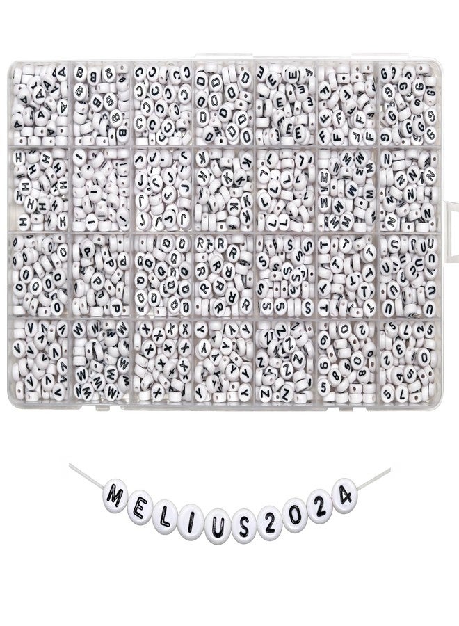 Melius 1450Pcs Acrylic Letter Beads and Number Beads, 4x7mm Alphabetical Flat Round Alphabet Beads in 28 Grid Box for Bracelets, DIY Crafts - Image 1