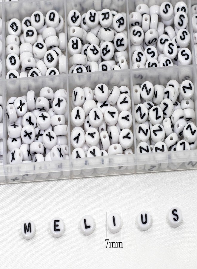 Melius 1450Pcs Acrylic Letter Beads and Number Beads, 4x7mm Alphabetical Flat Round Alphabet Beads in 28 Grid Box for Bracelets, DIY Crafts - Image 3