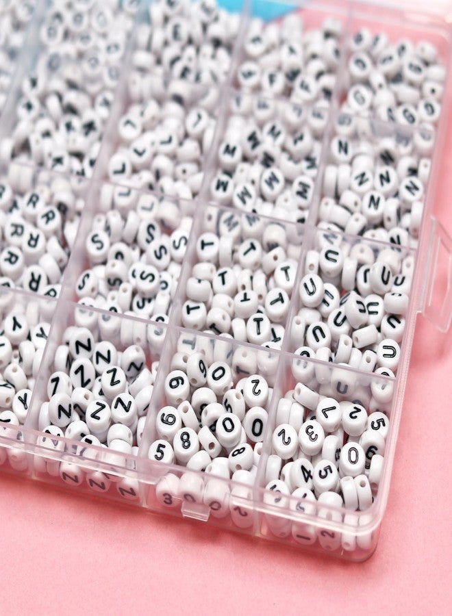 Melius 1450Pcs Acrylic Letter Beads and Number Beads, 4x7mm Alphabetical Flat Round Alphabet Beads in 28 Grid Box for Bracelets, DIY Crafts - Image 5