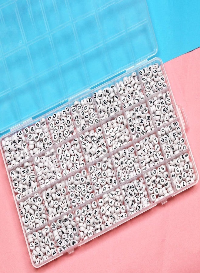 Melius 1450Pcs Acrylic Letter Beads and Number Beads, 4x7mm Alphabetical Flat Round Alphabet Beads in 28 Grid Box for Bracelets, DIY Crafts - Image 4