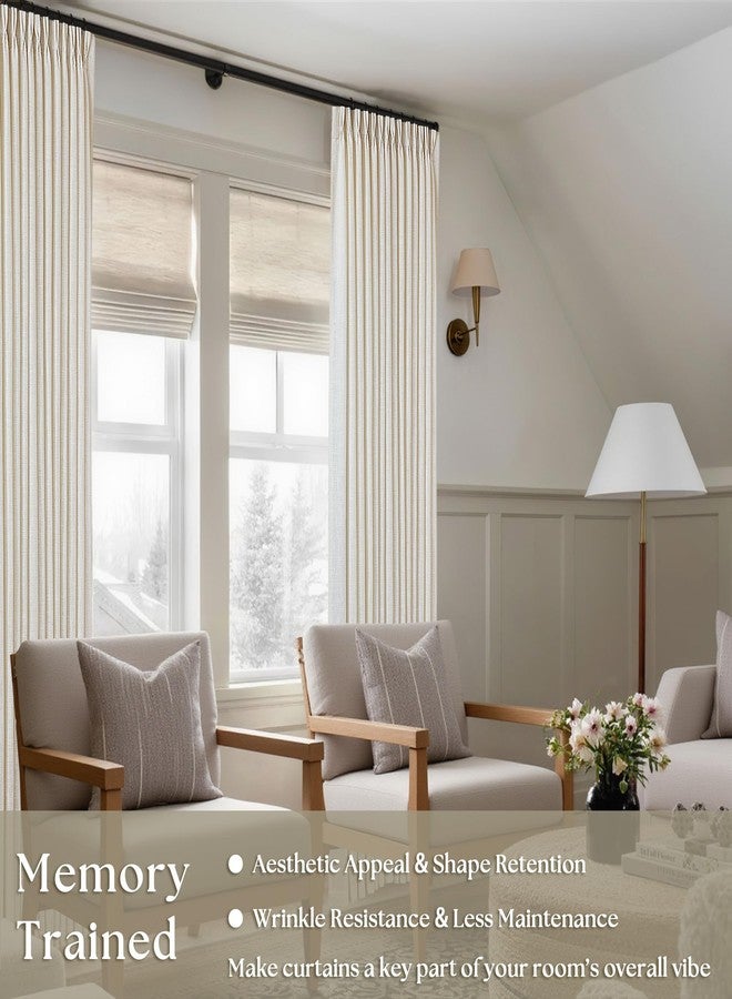 TWODRAPES Custom Made Pinch Pleated Linen Curtains 105 Inches Long for Living Room 2 Panels Set Cream Ivory Memory Pleated Drapes Back Tab Neutral Boho Ceiling Floor 105 Inch Window Curtains Natural Birch - Image 2