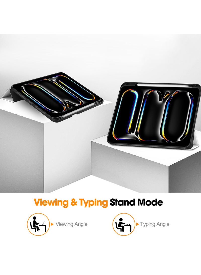 general Compatible with iPad Pro 11 Case (M4) 2024 with Pencil Holder 【Supports Pencil/Pencil Pro】, Leather + Soft TPU Back Cover with Smart Trifold Stand, Auto Wake/Sleep - Image 3