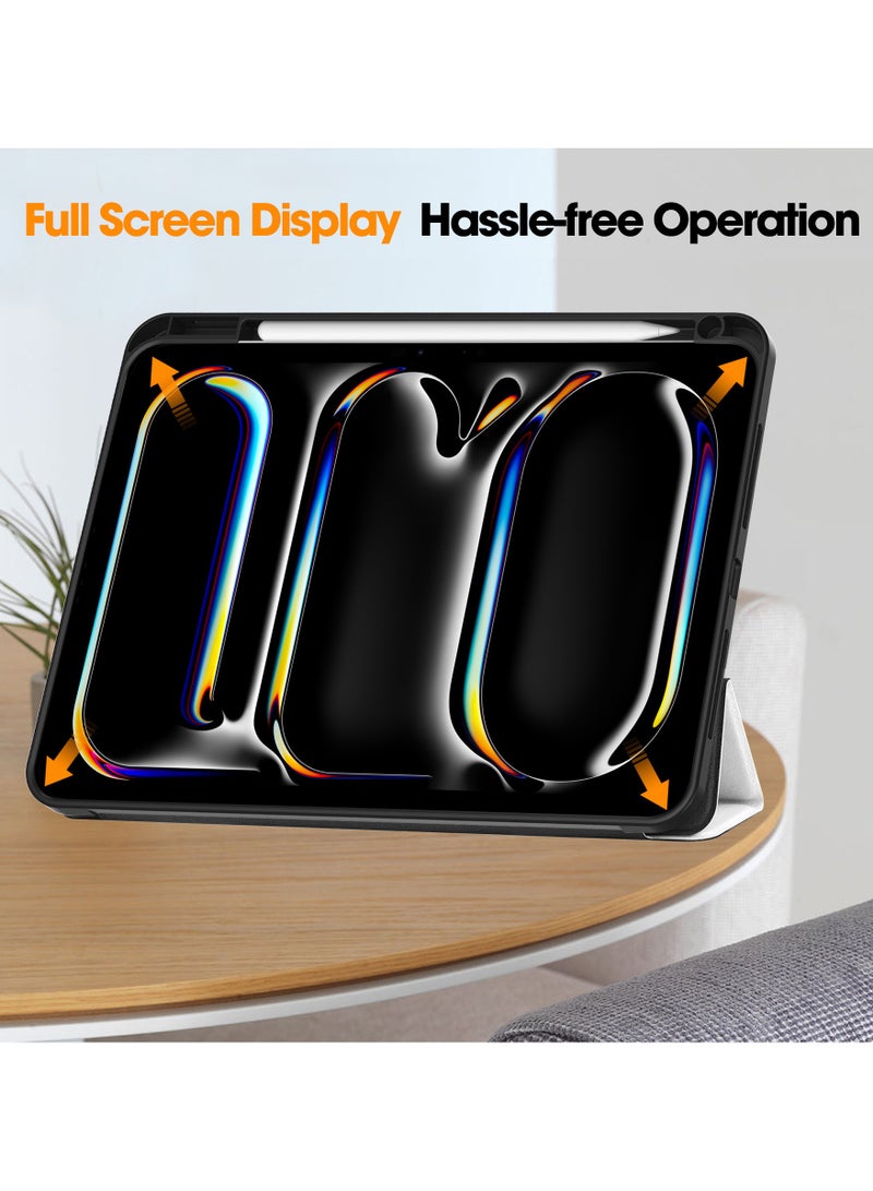 general Compatible with iPad Pro 11 Case (M4) 2024 with Pencil Holder 【Supports Pencil/Pencil Pro】, Leather + Soft TPU Back Cover with Smart Trifold Stand, Auto Wake/Sleep - Image 4