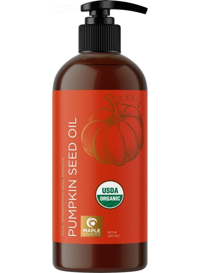 Maple Holistics زيت بذور اليقطين العضوي من وزارة الزراعة الأمريكية، زيت بذور اليقطين النقي بنسبة 100% لنمو الشعر والبشرة الجافة وزيت الوجه المضاد للشيخوخة، زيت شعر عضوي للشعر الجاف والتالف ونموه، معصور على البارد وغير مكرر (16 أونصة) - Image 2