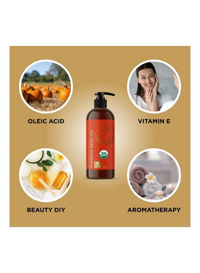 Maple Holistics زيت بذور اليقطين العضوي من وزارة الزراعة الأمريكية، زيت بذور اليقطين النقي بنسبة 100% لنمو الشعر والبشرة الجافة وزيت الوجه المضاد للشيخوخة، زيت شعر عضوي للشعر الجاف والتالف ونموه، معصور على البارد وغير مكرر (16 أونصة) - Image 5