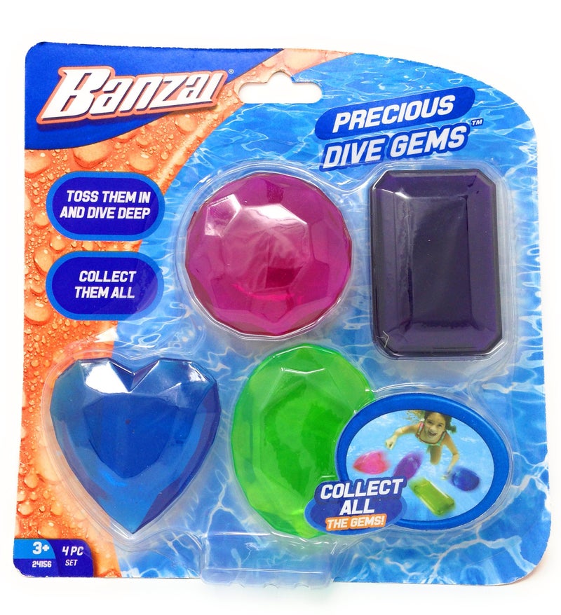BANZAI Precious Dive Gems 4 Pack, Diving Toy for Water, Pool Diving Toy - Image 1