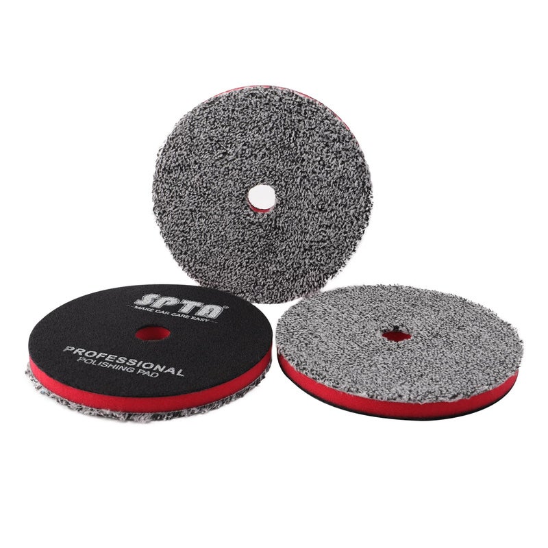 SPTA 5"(125MM) Microfiber Cutting Pads, 3PCS Soft Microfiber Wax Removal Pad, Detailing Wax Applicator Pad, for Waxing and Polishing&Scratch and Vortex Removal Pad, Ultrafine Fiber Pad - Image 1