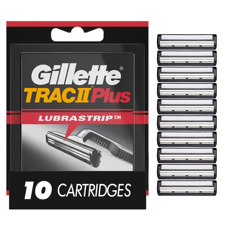 Gillette TRAC II Plus Mens Razor Blade Refills, 10 Count, Delivers a Clean, Close Shave - Image 1