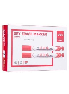 12-Piece Dry Erase White Board Marker Bullet Tip Red Ink