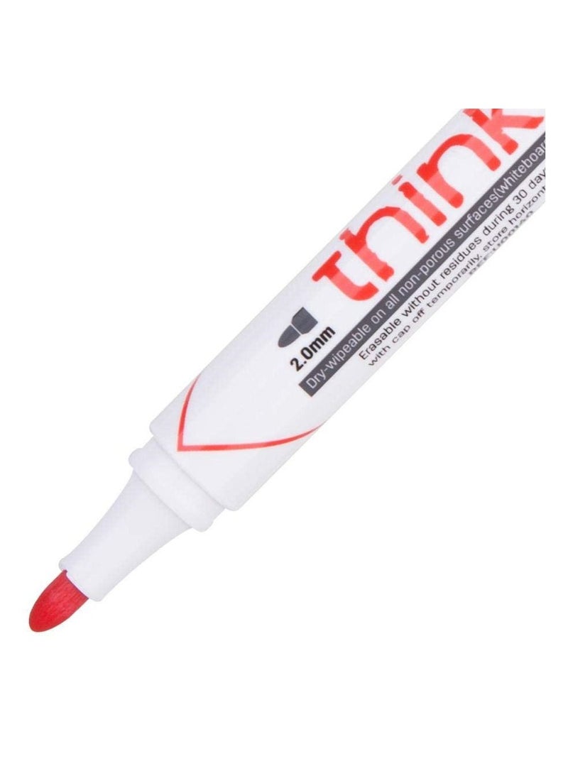 Deli 12-Piece Dry Erase White Board Marker Bullet Tip Red Ink  - Image 2