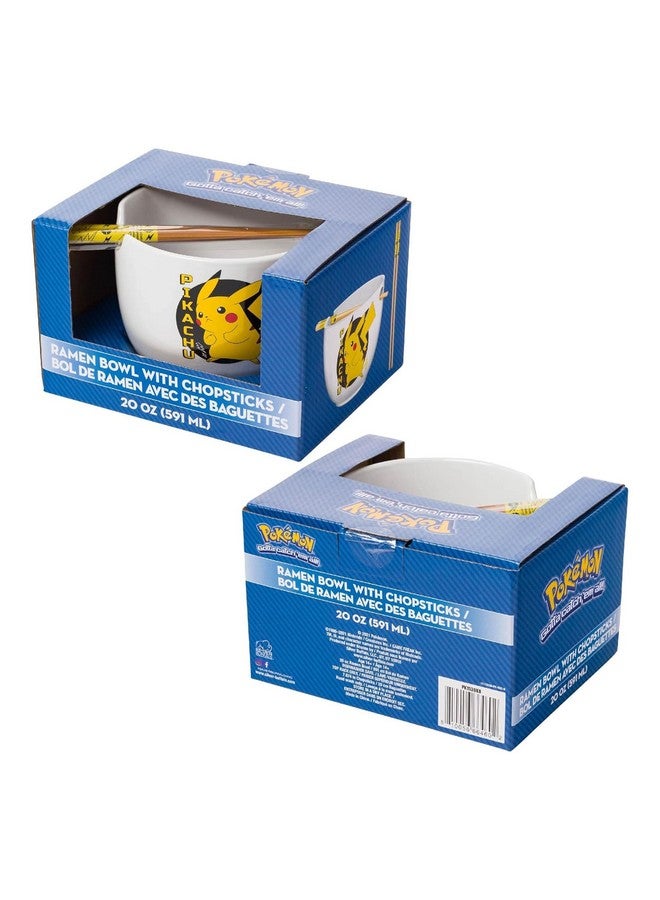 Silver Buffalo Pokemon Pikachu Ceramic Ramen Noodle Rice Bowl with Chopsticks, Microwave Safe, 20 Ounces - Image 3