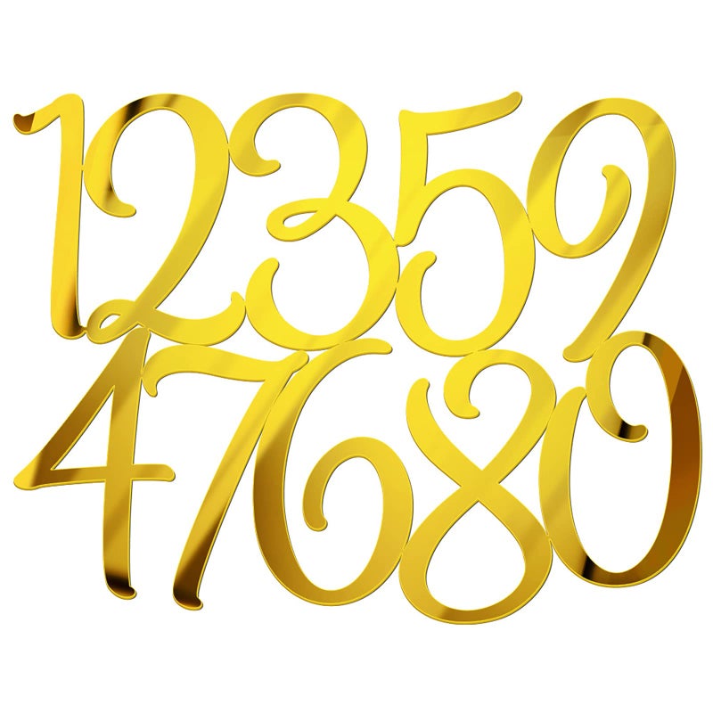 Hazyore Acrylic Cake Numbers Topper, 0-9 Numbers Happy Birthday Cake Topper Gold Acrylic Wedding Party Cupcake Toppers for Birthday Party Wedding Anniversary Decorations - Image 2