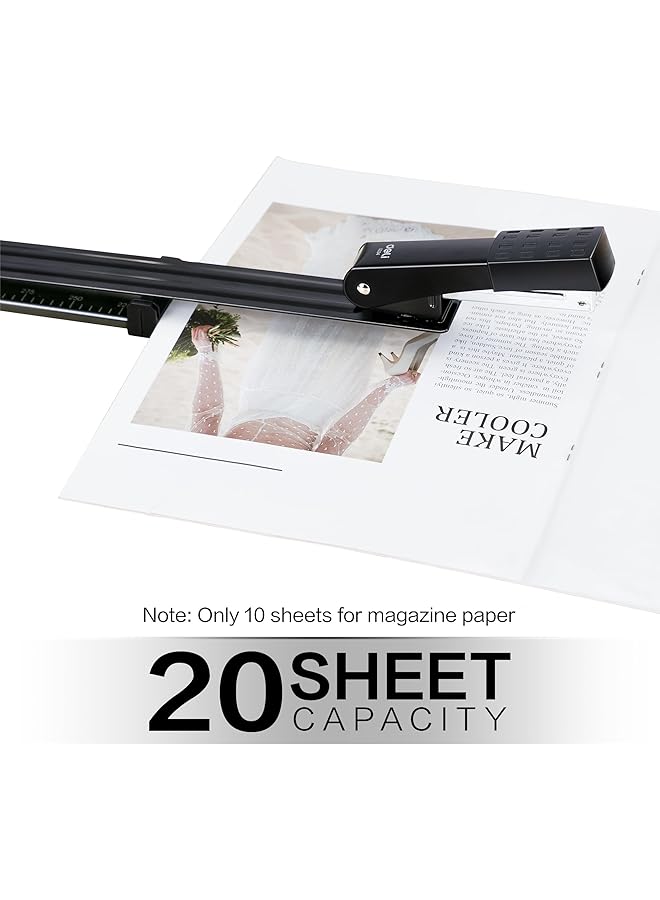 ديلي دباسة طويلة المدى بسعة 20 ورقة، دباسة قياسية طويلة الذراع لتجليد الكتيبات أو الكتب، باللون الأسود - Image 2