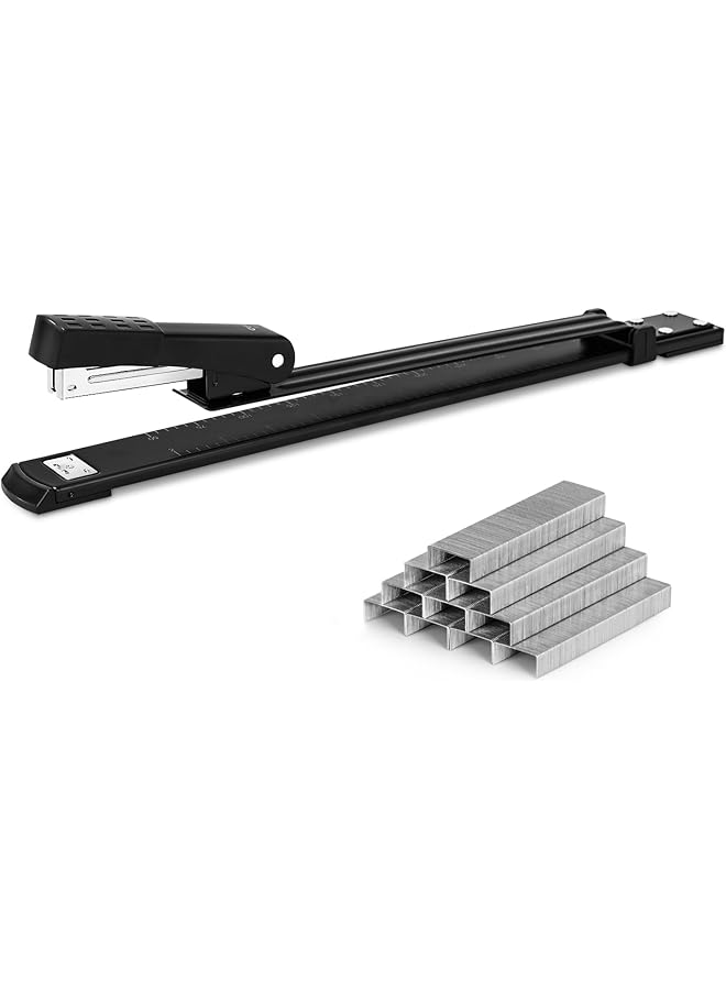 ديلي دباسة طويلة المدى بسعة 20 ورقة، دباسة قياسية طويلة الذراع لتجليد الكتيبات أو الكتب، باللون الأسود - Image 1