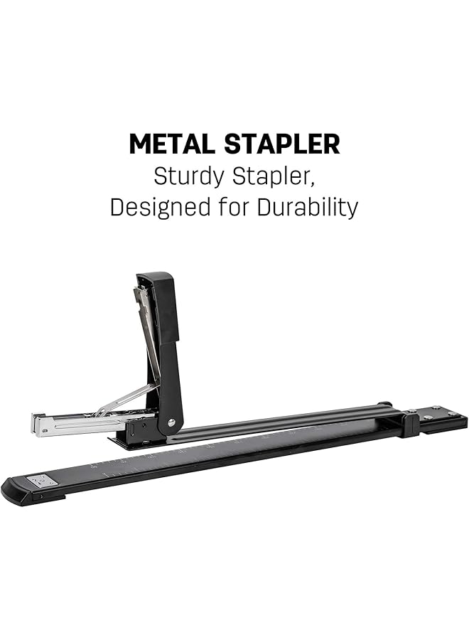 ديلي دباسة طويلة المدى بسعة 20 ورقة، دباسة قياسية طويلة الذراع لتجليد الكتيبات أو الكتب، باللون الأسود - Image 4