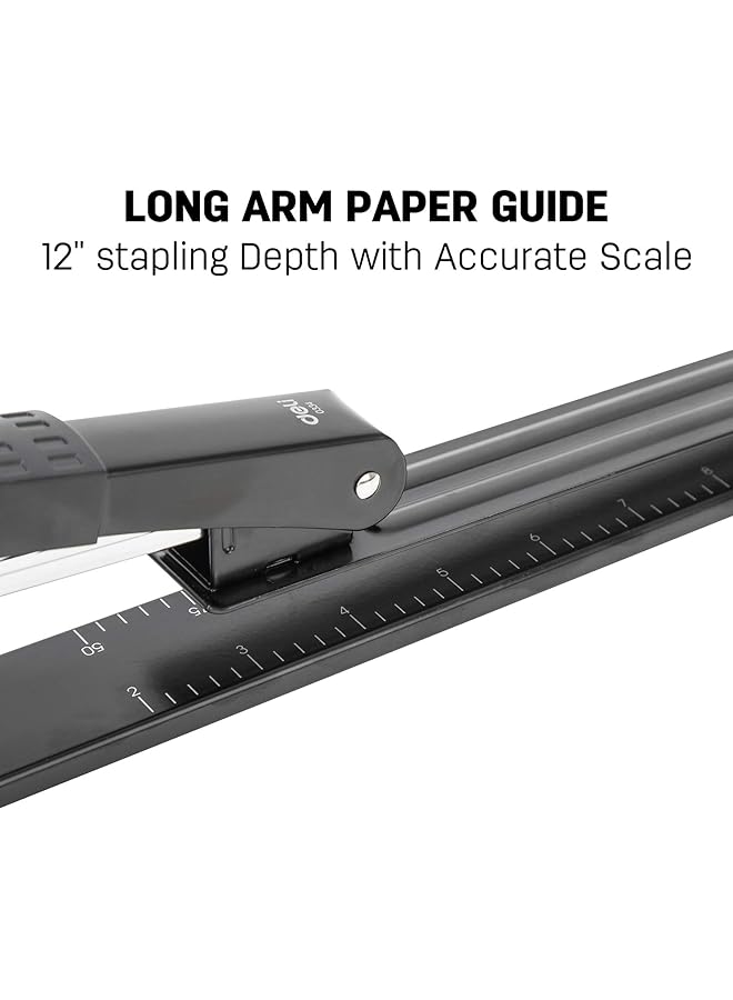 ديلي دباسة طويلة المدى بسعة 20 ورقة، دباسة قياسية طويلة الذراع لتجليد الكتيبات أو الكتب، باللون الأسود - Image 5
